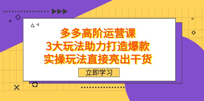 拼多多高阶·运营课，3大玩法助力打造爆款，实操玩法直接亮出干货-千城资源网