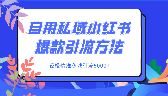 自用私域小红书爆款引流方法，轻松精准私域引流5000+-千城资源网