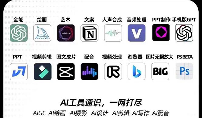 AIGC-全能特训营第3期：一次掌握14大主流AI工具，A1工具通识，一网打尽-千城资源网