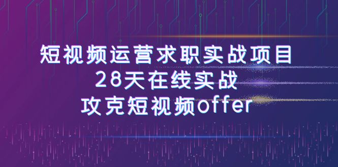 短视频运-营求职实战项目，28天在线实战，攻克短视频offer（46节课）-千城资源网