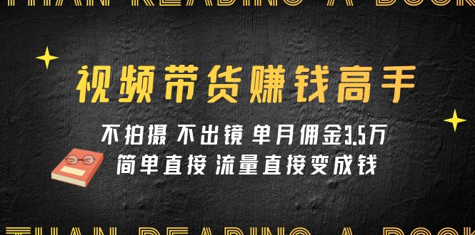 视频带货赚钱高手课程：不拍摄 不出镜 单月佣金3.5w 简单直接 流量直接变钱-千城资源网