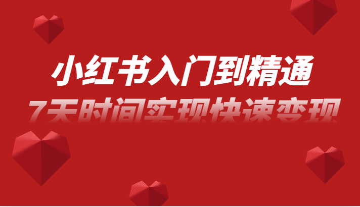 小红书入门到精通课，无货源电商实操运营，7天时间实现快速变现-千城资源网