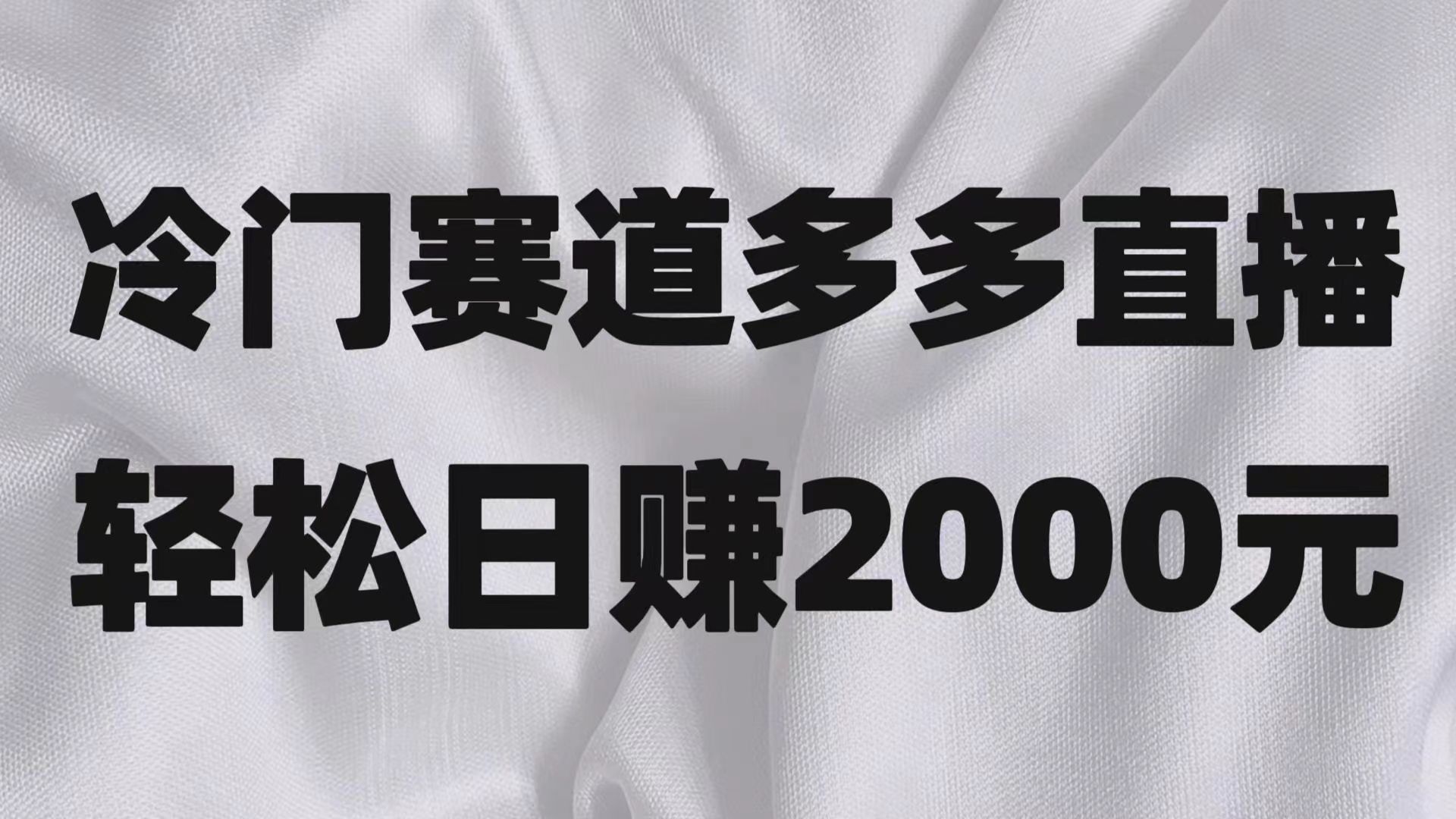 冷门赛道拼多多直播项目，简单念稿子，日收益2000＋-千城资源网