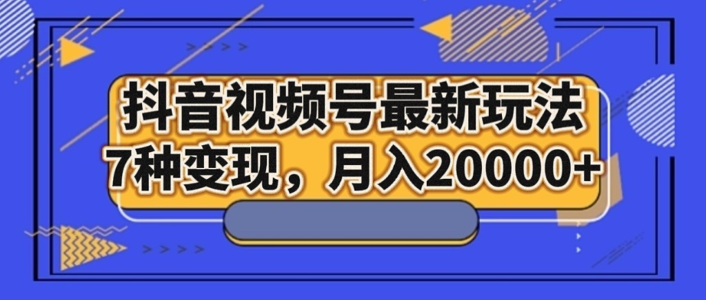 抖音视频号最新玩法，7种变现，月入20000+-千城资源网