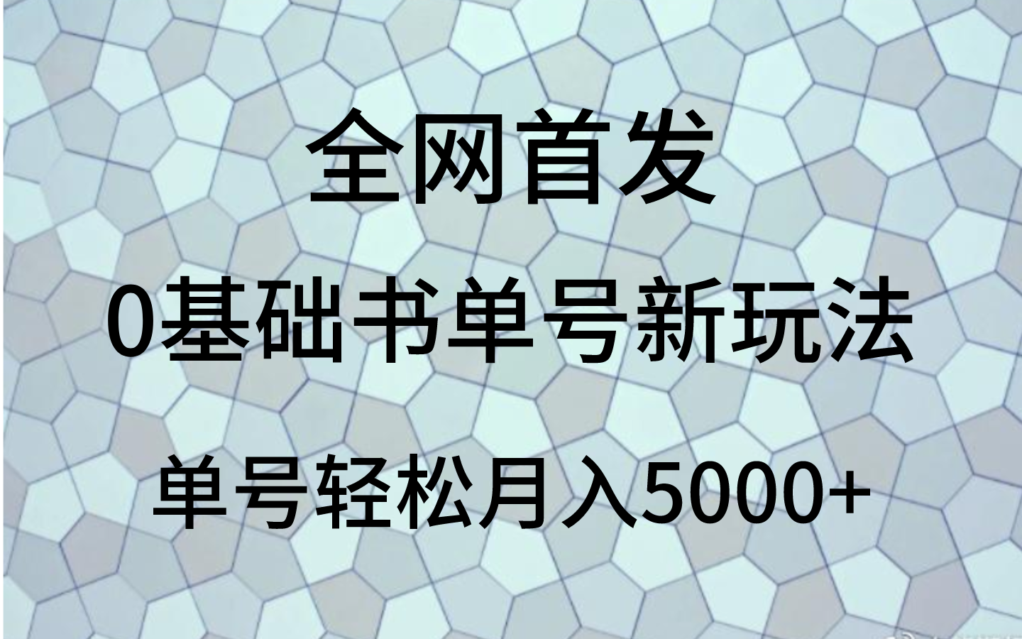 0基础书单号新玩法，操作简单，单号轻松月入5000+-千城资源网