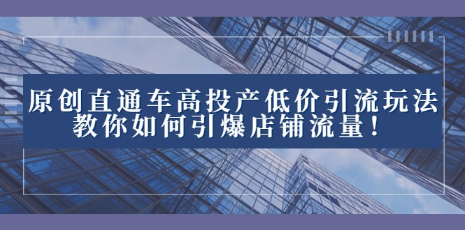 2023直通车高投产低价引流玩法，教你如何引爆店铺流量！-千城资源网