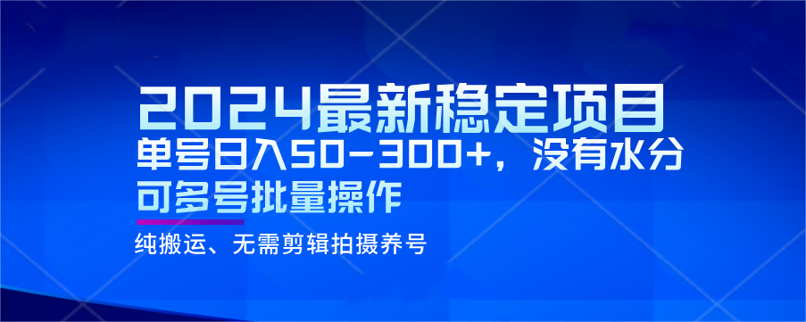 2024最新稳定风口项目，单号日入50-300+，没有水分 可多号批量操作-千城资源网