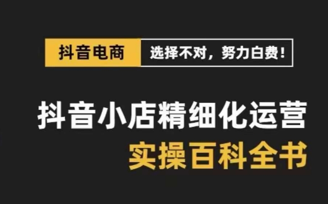 抖音小店精细化运营百科全书，保姆级运营实战讲解（28节课）-千城资源网