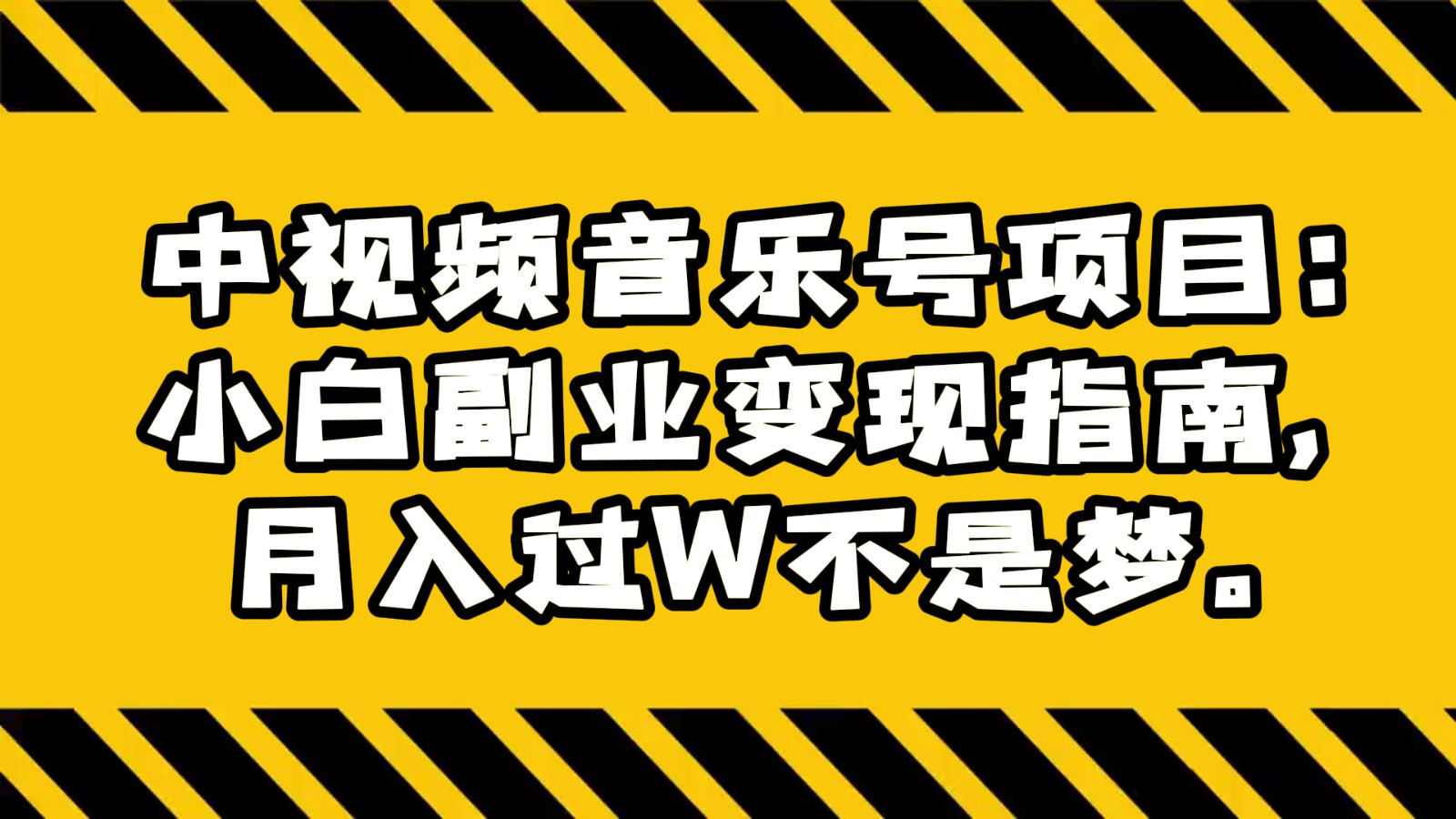 中视频音乐号项目：小白副业变现指南，月入过W不是梦。-千城资源网