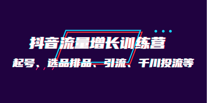 （4022期）月销1.6亿实操团队·抖音流量增长训练营：起号、选品排品、引流 千川投流等-千城资源网