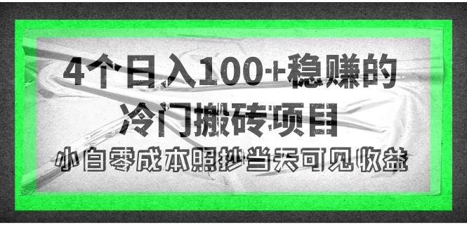 （4041期）4个稳赚的冷门搬砖项目，每个项目日入100+小白零成本照抄当天可见收益-千城资源网