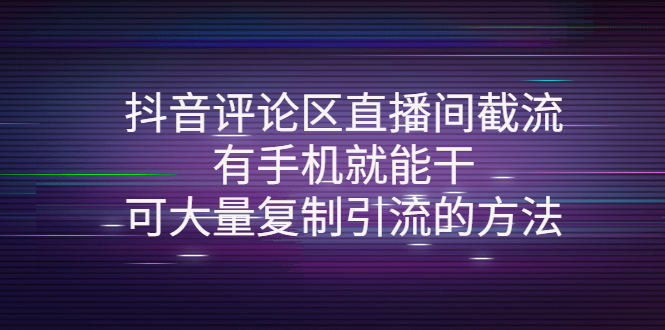 （4074期）抖音评论区直播间截流，有手机就能干，可大量复制引流的方法-千城资源网