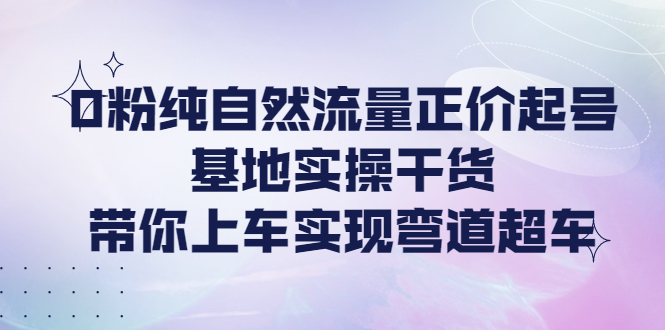 （4075期）0粉纯自然流量正价起号基地实操干货，带你上车实现弯道超车-千城资源网