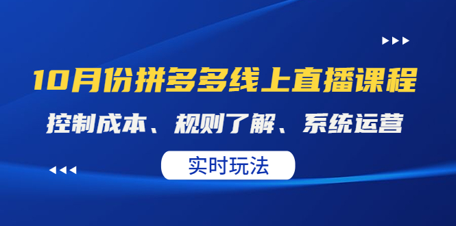 （4140期）某收费10月份拼多多线上直播课： 控制成本、规则了解、系统运营。实时玩法-千城资源网