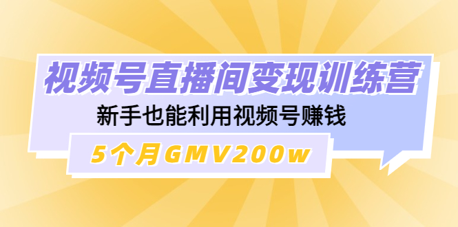 （4468期）视频号直播间变现训练营：新手也能利用视频号赚钱，5个月GMV200w-千城资源网