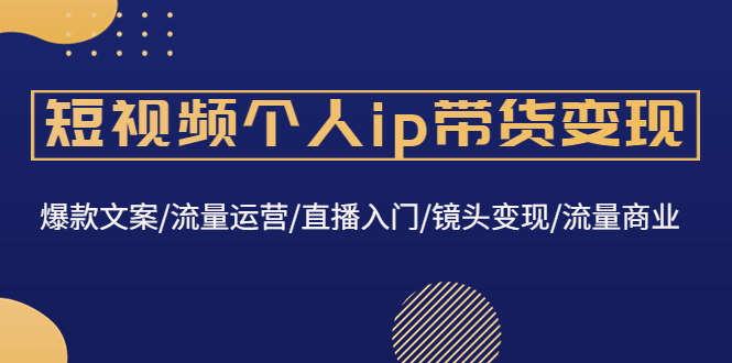 （4595期）短视频个人ip带货变现：爆款文案/流量运营/直播入门/镜头变现/流量商业-千城资源网