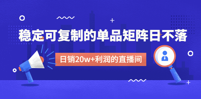 （4770期）某电商线下课程，稳定可复制的单品矩阵日不落，做一个日销20w+利润的直播间-千城资源网