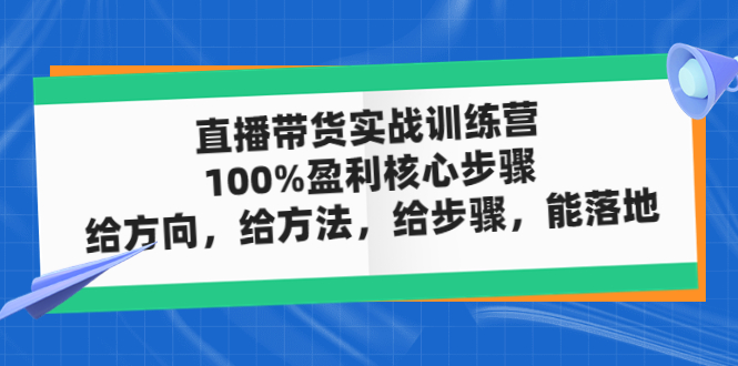 （4785期）直播带货实战训练营：100%盈利核心步骤，给方向，给方法，给步骤，能落地-千城资源网