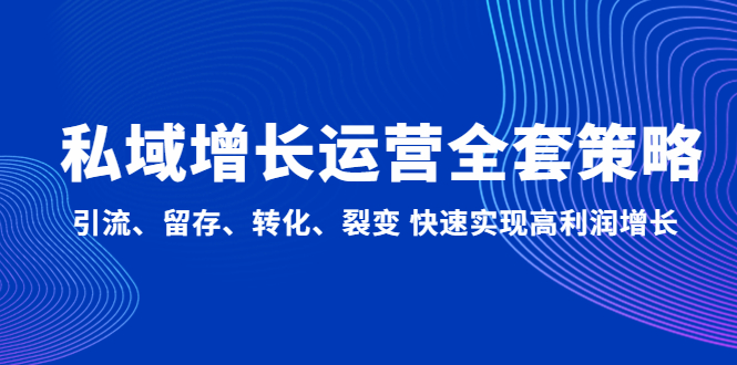 （4932期）私域增长运营全套策略：引流、留存、转化、裂变 快速实现高利润增长-千城资源网