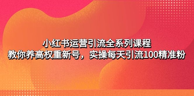 （4950期）小红书运营引流全系列课程：教你养高权重新号，实操每天引流100精准粉-千城资源网