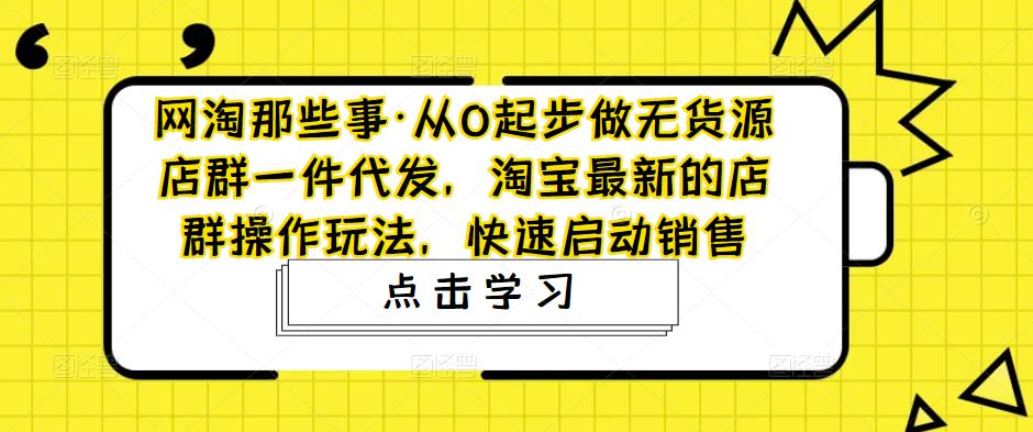 （4979期）从0起步做无货源店群一件代发，淘宝最新的店群操作玩法，快速启动销售-千城资源网