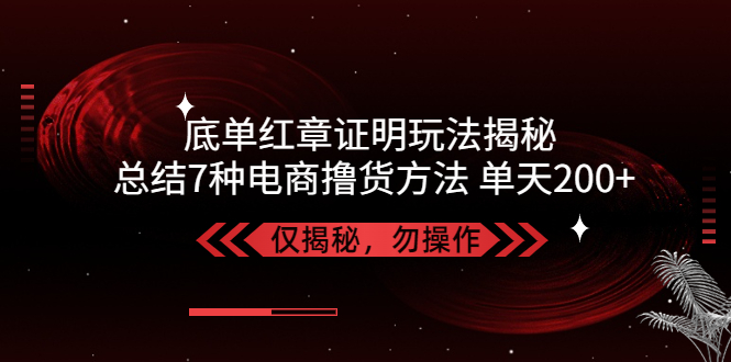（5098期）独家底单红章证明揭秘 总结7种电商撸货方法 操作简单,单天200+【仅揭秘】-千城资源网