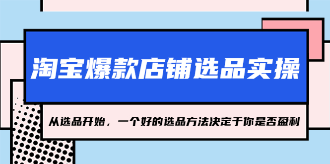 （5240期）淘宝爆款店铺选品实操，2023从选品开始，一个好的选品方法决定于你是否盈利-千城资源网