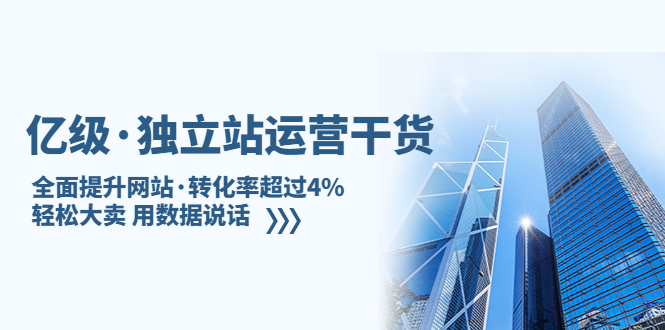 （5279期）亿级·独立站运营干货：全面提升网站·转化率超过4%，轻松大卖 用数据说话-千城资源网