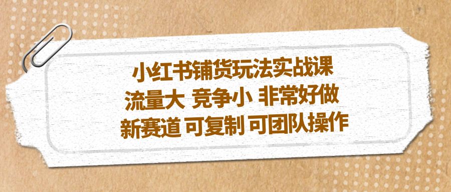 （5291期）小红书铺货玩法实战课，流量大 竞争小 非常好做 新赛道 可复制 可团队操作-千城资源网