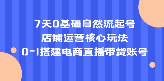 （5350期）7天0基础自然流起号，店铺运营核心玩法，0-1搭建电商直播带货账号-千城资源网