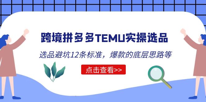 （5402期）跨境拼多多TEMU实操选品运营方法，选品避坑12条标准，爆款的底层思路等-千城资源网
