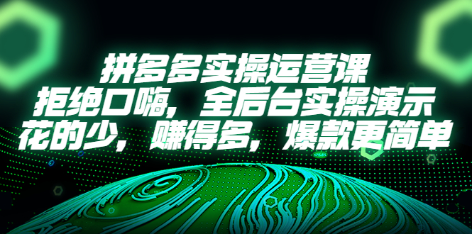 （5423期）拼多多实操运营课：拒绝口嗨，全后台实操演示，花的少，赚得多，爆款更简单-千城资源网