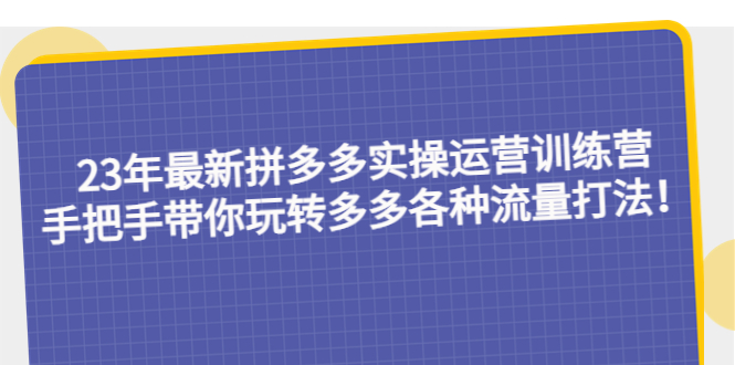 （5435期）23年最新拼多多实操运营训练营：手把手带你玩转多多各种流量打法！-千城资源网