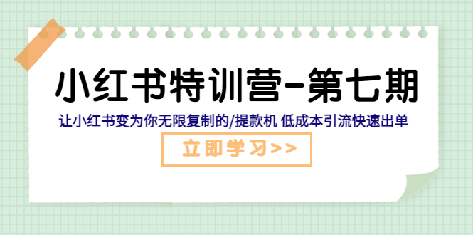 （5608期）小红书特训营-第七期 让小红书变为你无限复制的/提款机 低成本引流快速出单-千城资源网