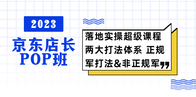 （5699期）2023京东店长·POP班 落地实操超级课程 两大打法体系 正规军&非正规军-千城资源网