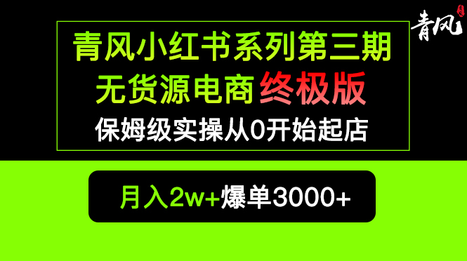 （5723期）小红书无货源电商爆单终极版【视频教程+实战手册】保姆级实操从0起店爆单-千城资源网