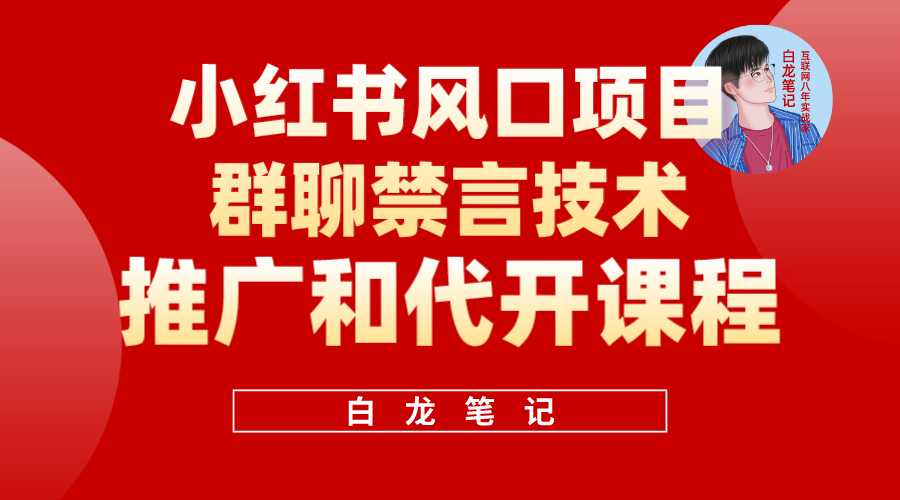 （5973期）小红书风口项目日入300+，小红书群聊禁言技术代开项目，适合新手操作-千城资源网