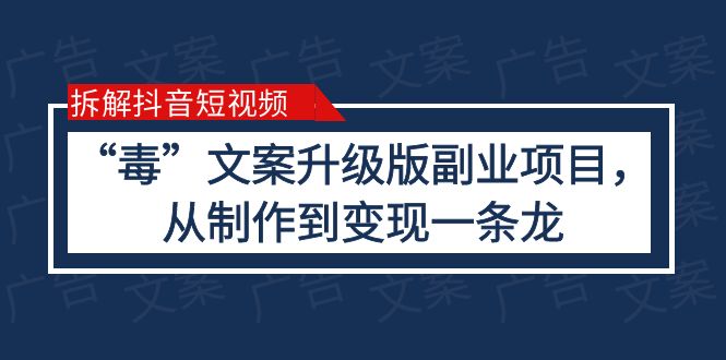 （6123期）拆解抖音短视频：“毒”文案升级版副业项目，从制作到变现（教程+素材）-千城资源网