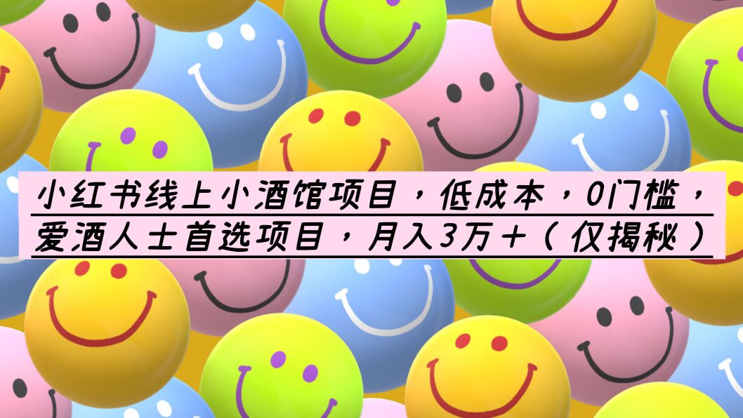 （6132期）小红书线上小酒馆项目，低成本，0门槛，爱酒人士首选项目，月入3万＋-千城资源网