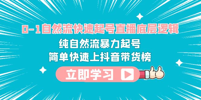 （6138期）0-1自然流快速起号直播 底层逻辑 纯自然流暴力起号 简单快速上抖音带货榜-千城资源网