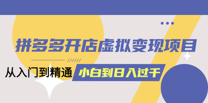 （6169期）拼多多开店虚拟变现项目：入门到精通 从小白到日入1000（完整版）6月13更新-千城资源网