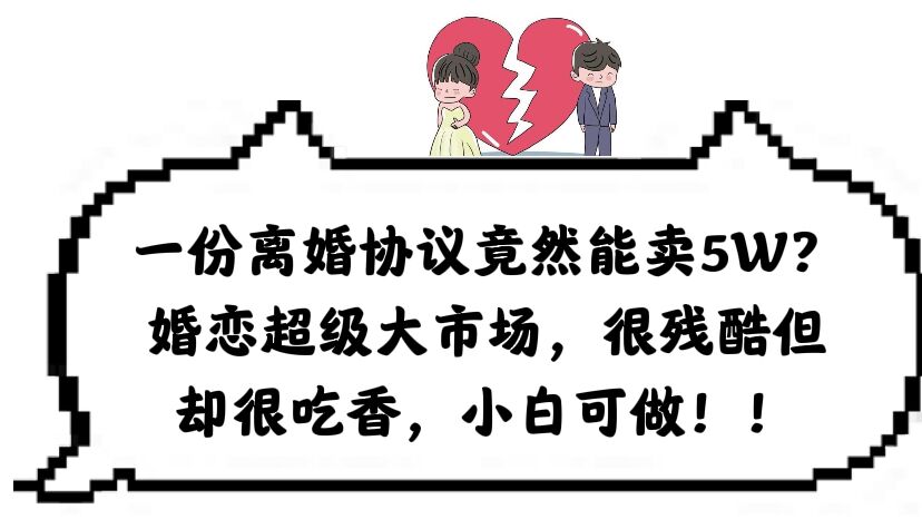 （6176期）一份离婚协议竟然能卖5W？婚恋超级大市场，很残酷但却很吃香，小白可做-千城资源网