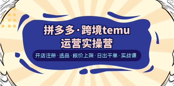 （6319期）拼多多·跨境temu运营实操营：开店注册·选品·核价上架·日出千单·实战课-千城资源网