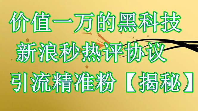 （6370期）价值一万的黑科技 新浪秒热评协议 引流精准粉【揭秘】-千城资源网