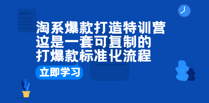 （6478期）淘系爆款打造特训营：这是一套可复制的打爆款标准化流程-千城资源网