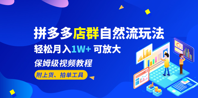 （6545期）拼多多店群自然流玩法，轻松月入1W+ 保姆级视频教程（附上货、拍单工具）-千城资源网