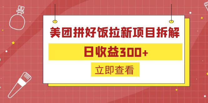 （6549期）外面收费260的美团拼好饭拉新项目拆解：日收益300+-千城资源网