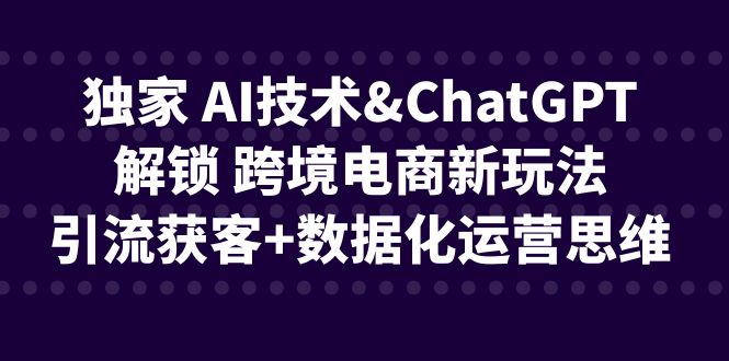 （6599期）独家 AI技术&ChatGPT解锁 跨境电商新玩法，引流获客+数据化运营思维-千城资源网