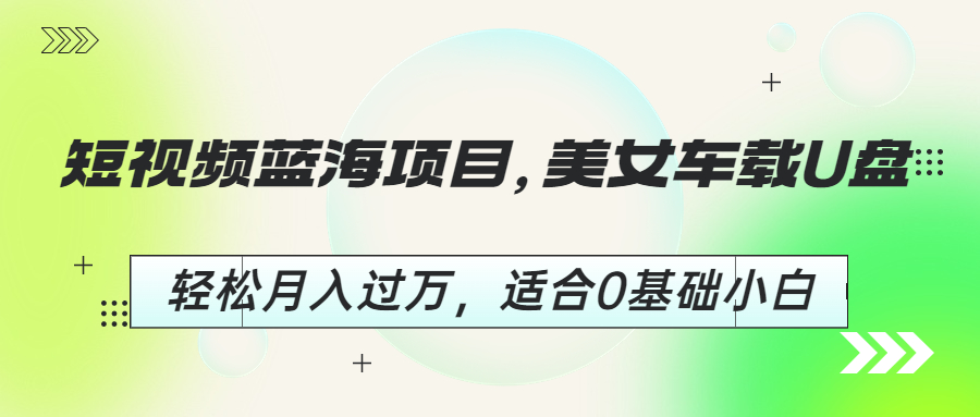 （6619期）短视频蓝海项目，美女车载U盘，轻松月入过万，适合0基础小白-千城资源网