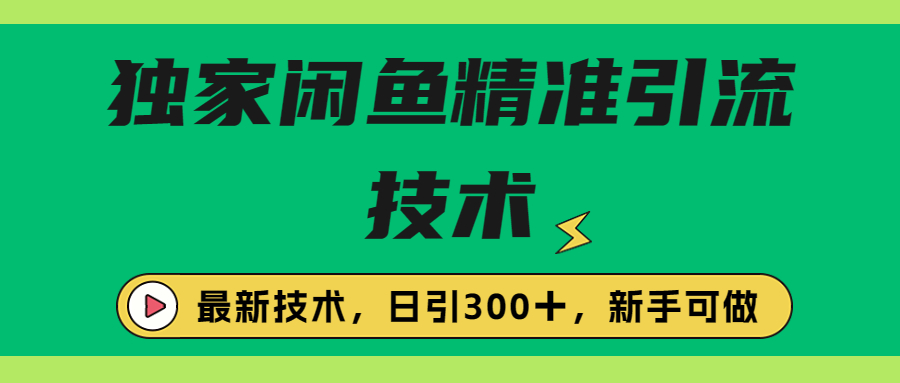 （6635期）独家闲鱼引流技术，日引300＋实战玩法-千城资源网